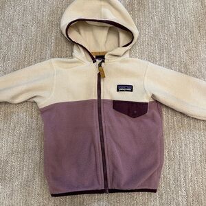 Patagonia Zip Fleece Cream and Purple Hoodie